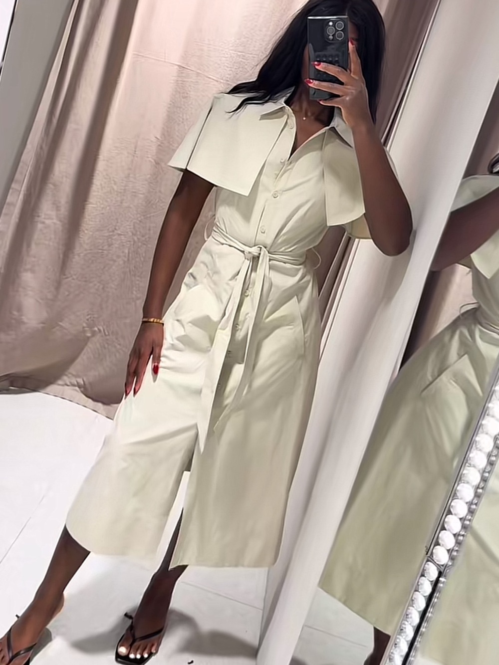 ZARA ZW COLLECTION CAPE SHIRT DRESS - Picture 10 of 16